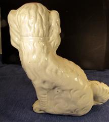 ANTIQUE PAIR OF 19TH CENTURY STAFFORDSHIRE WHITE & RED SPANIELS 13